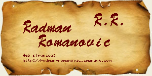 Radman Romanović vizit kartica